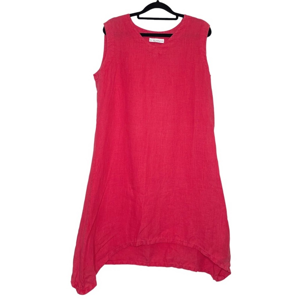 Bryn Walker Raspberry Red Pink Sleeveless Linen Lagenlook Dress - XS